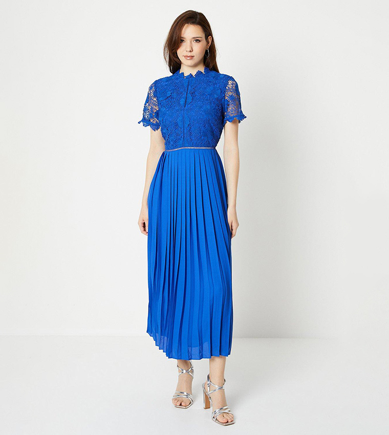 Buy Coast High Neck Floral Lace Bodice Pleat Dress In COBALT | 6thstreet Saudi Arabia Buy Coast High Neck Floral Lace Bodice Pleat Dress In COBALT | 6thstreet Saudi Arabia