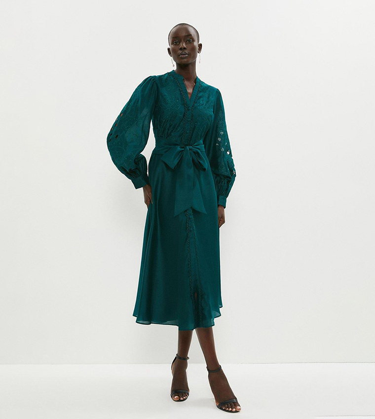 Casual Shirt Dress Lipsy REGULAR FIT- BELTED LONG SLEEVE Maxi Dress Green  Zalando