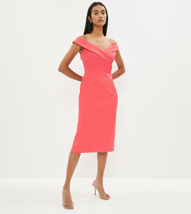 Oasis coral bardot dress clearance