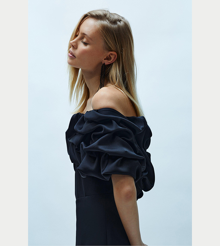 coast black ruffle dress