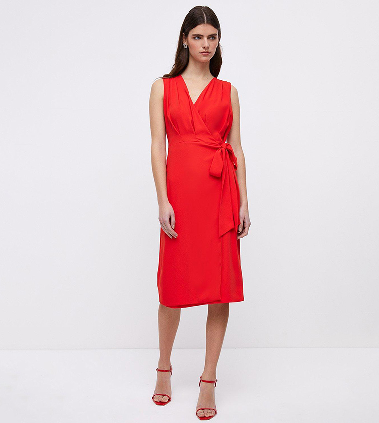Buy Coast Wrap Top Pencil Skirt Midi Dress In Red 6thStreet UAE