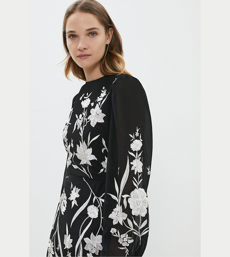 Buy Coast Trailing Dahlia Floral Embroidered Midi Dress In Multiple ...