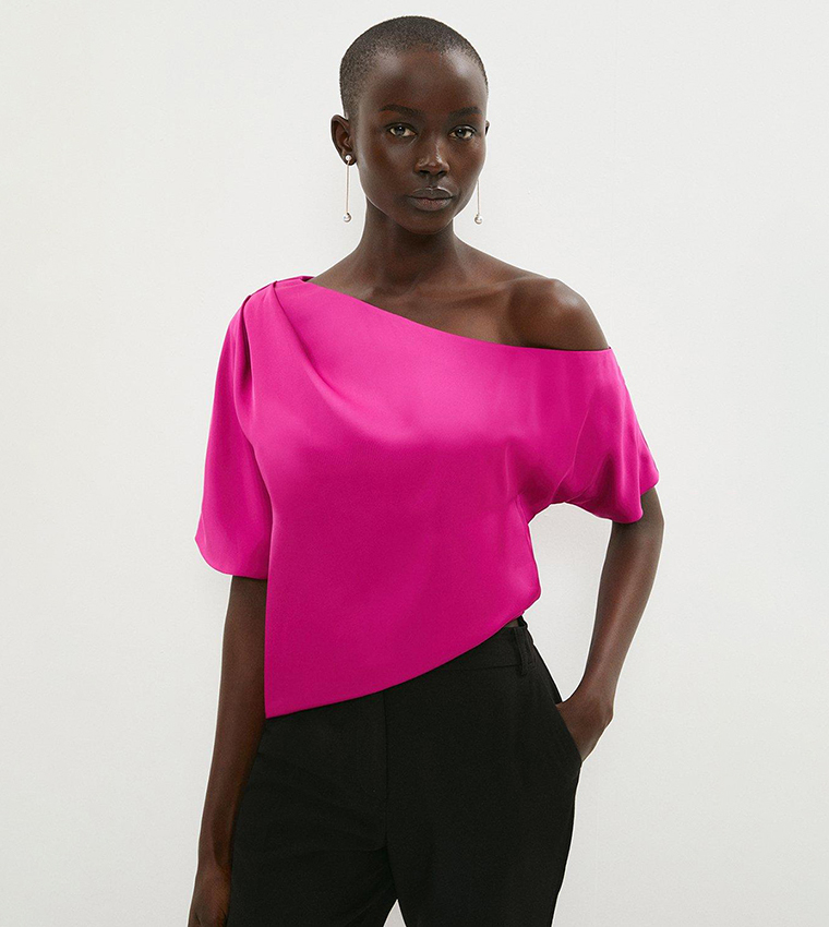 Neon pink cheap satin top