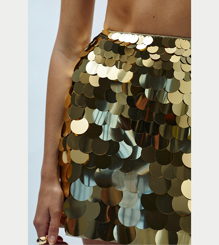 Buy Coast Mini Skirt In Disc Sequins In Gold 6thStreet Oman