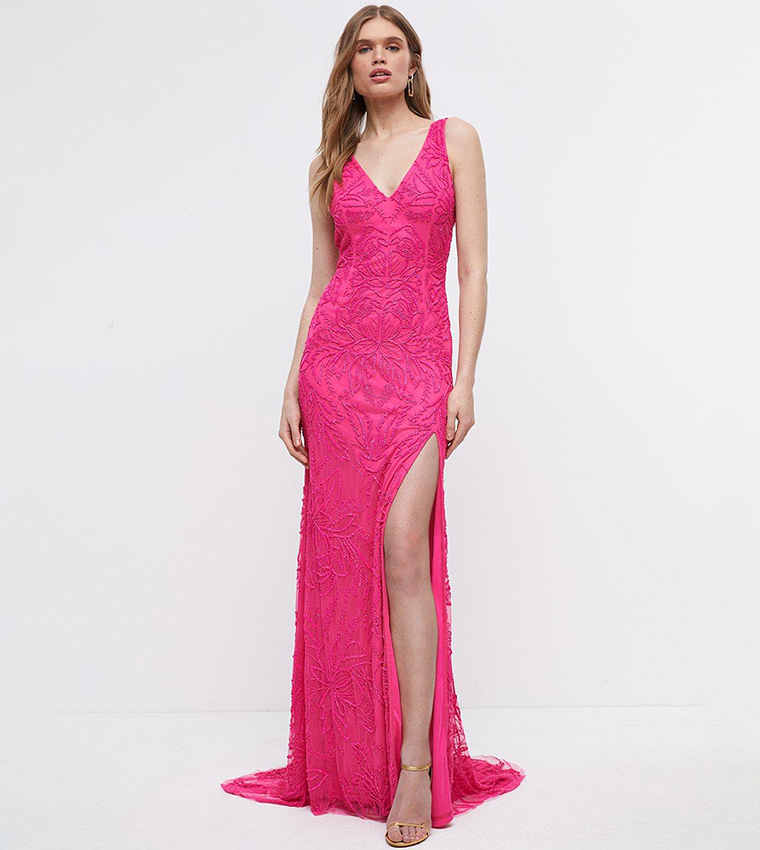 Buy Coast Floral Embellished Maxi Dress With Side Split In Pink 6thStreet Qatar