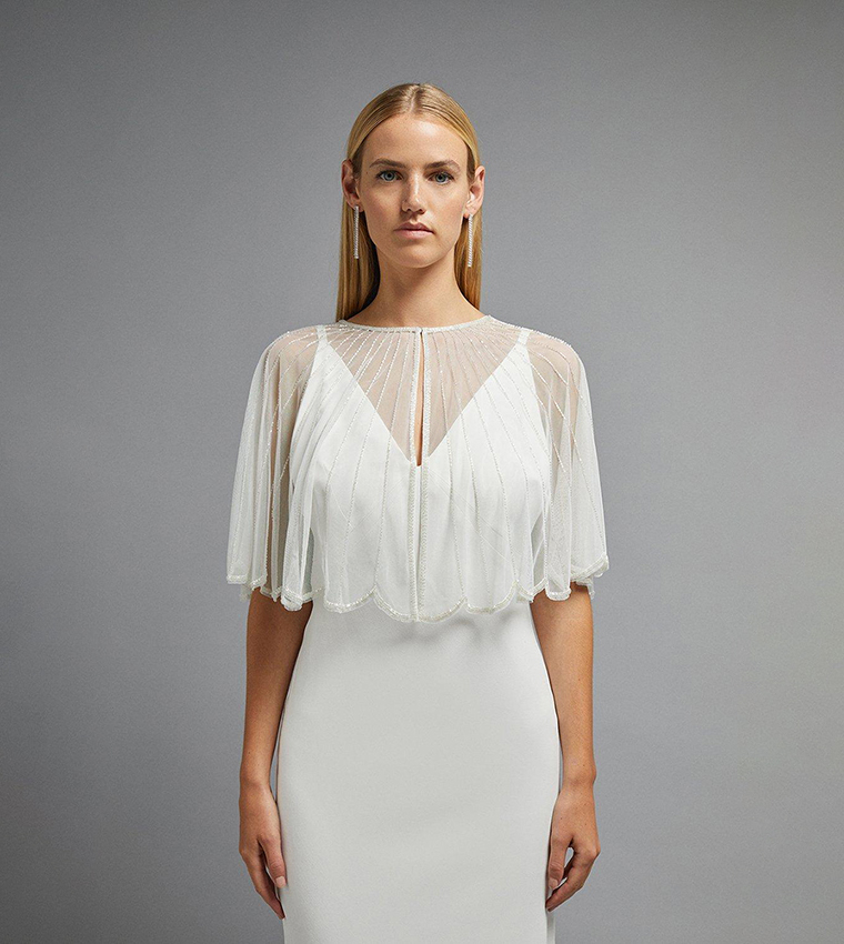 Buy Coast Scallop Edge Embellished Cape In Ivory 6thStreet Qatar