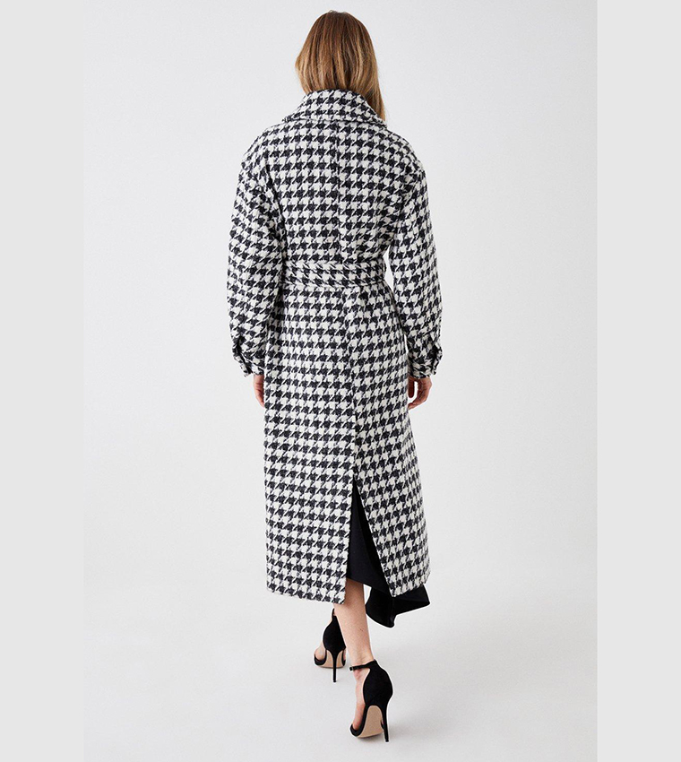 Dogtooth belted coat Clearance
