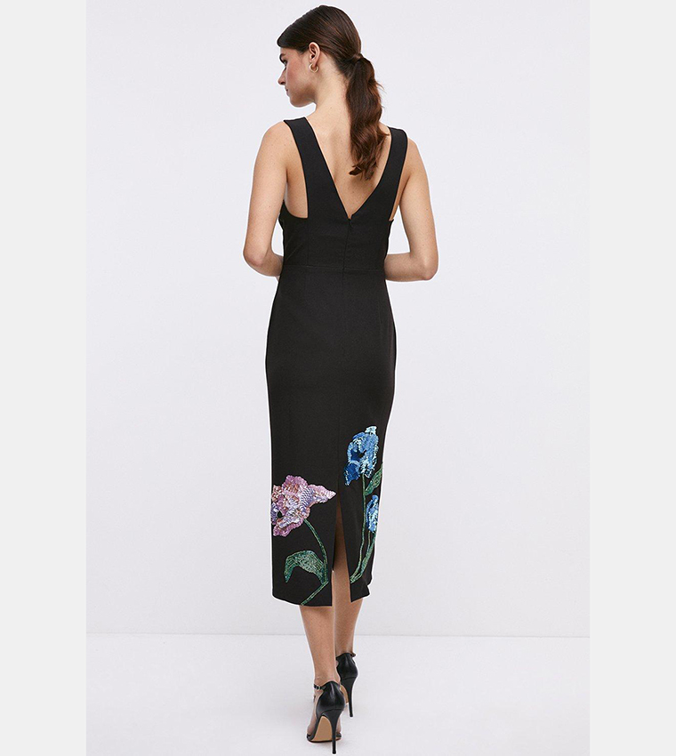 Black floral pencil dress store