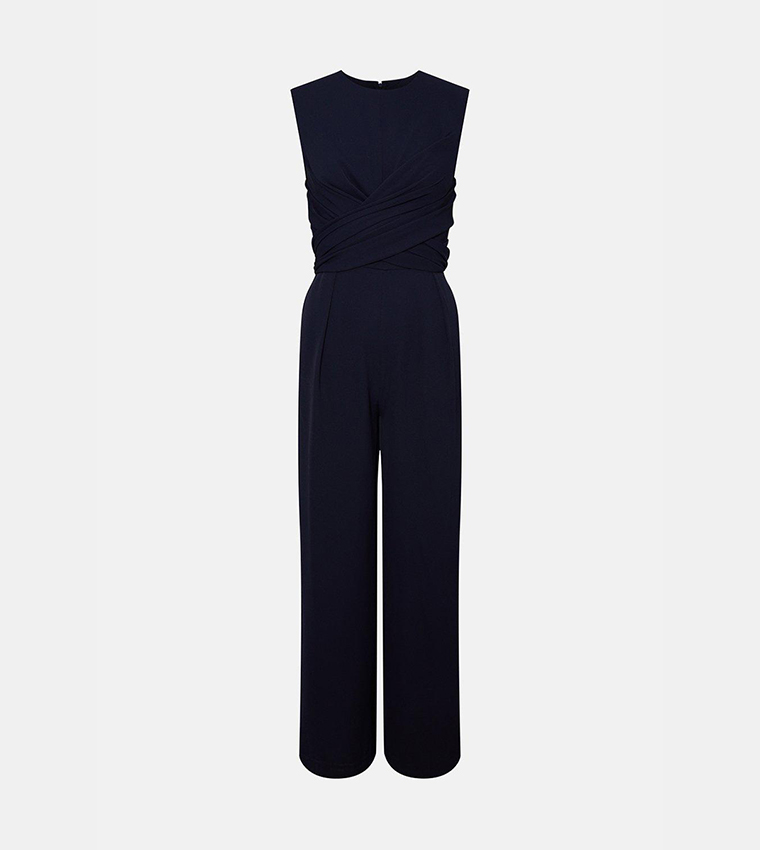 Buy Coast Lisa Tan Wrap Front Waist Detail Jumpsuit In Navy 6thStreet