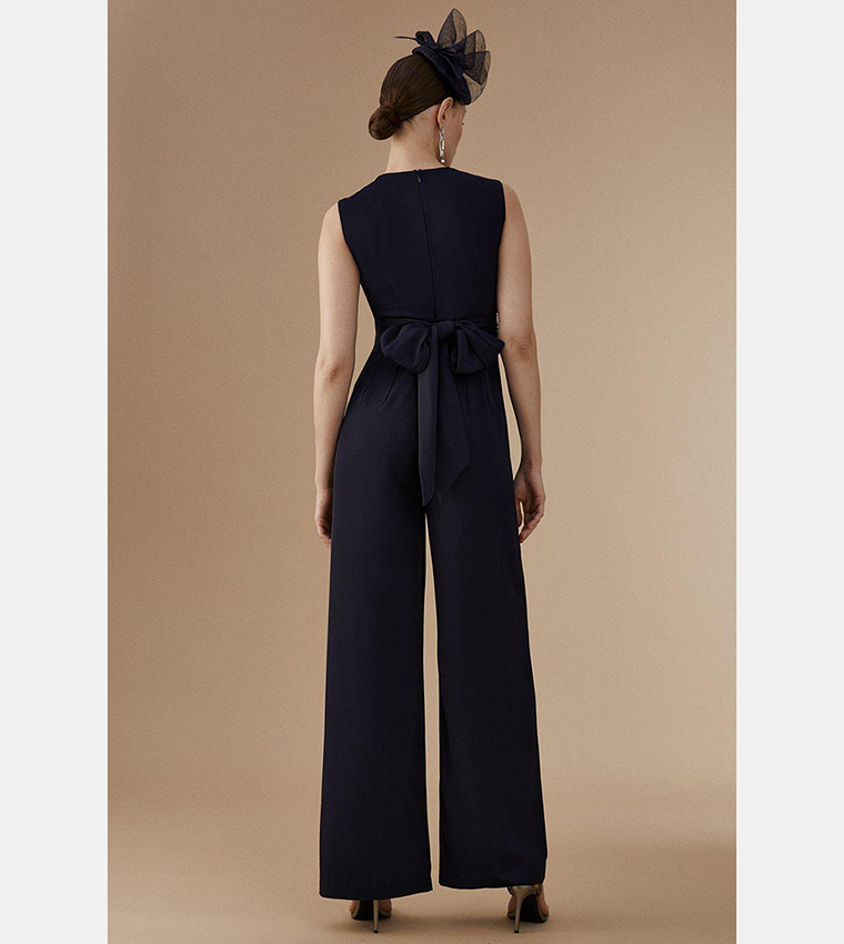 Buy Coast Lisa Tan Wrap Front Waist Detail Jumpsuit In Navy 6thStreet