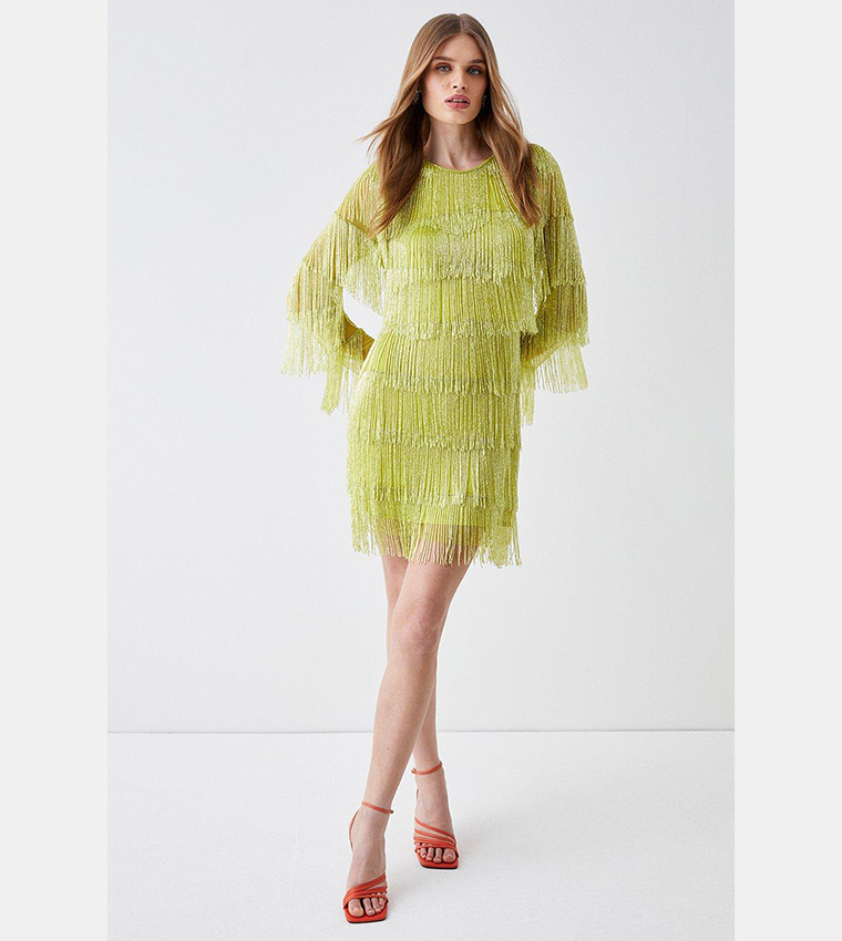 slim fit dress slacks Jovani 41101 Green Size 00 Cocktail Dress Homecoming Beaded Fringe Corset Formal Gown Sequin