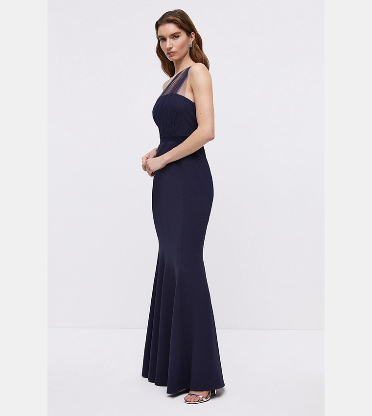 Buy Coast Mesh One Shoulder Sculpting Crepe Bridesmaid Maxi Dress In