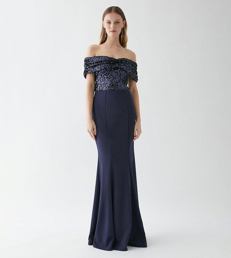 Buy Coast Sequins Top Stretch Crepe Bodycon Bridesmaid Maxi Dress