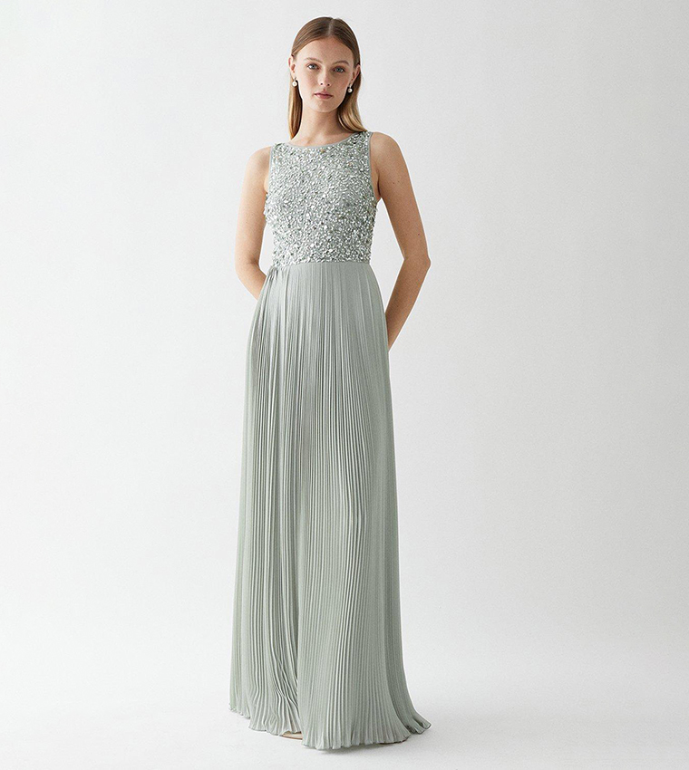 Buy Coast Embellished Top Pleat Skirt Bridesmaids Maxi Dress In Sage 6thStreet Bahrain