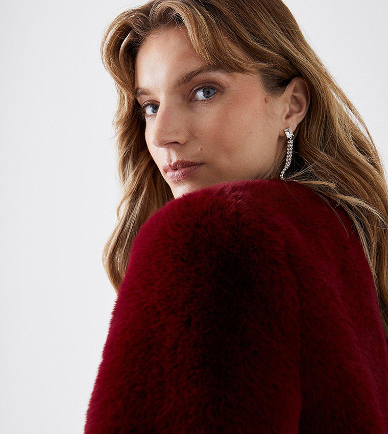 Faux fur maroon on sale jacket