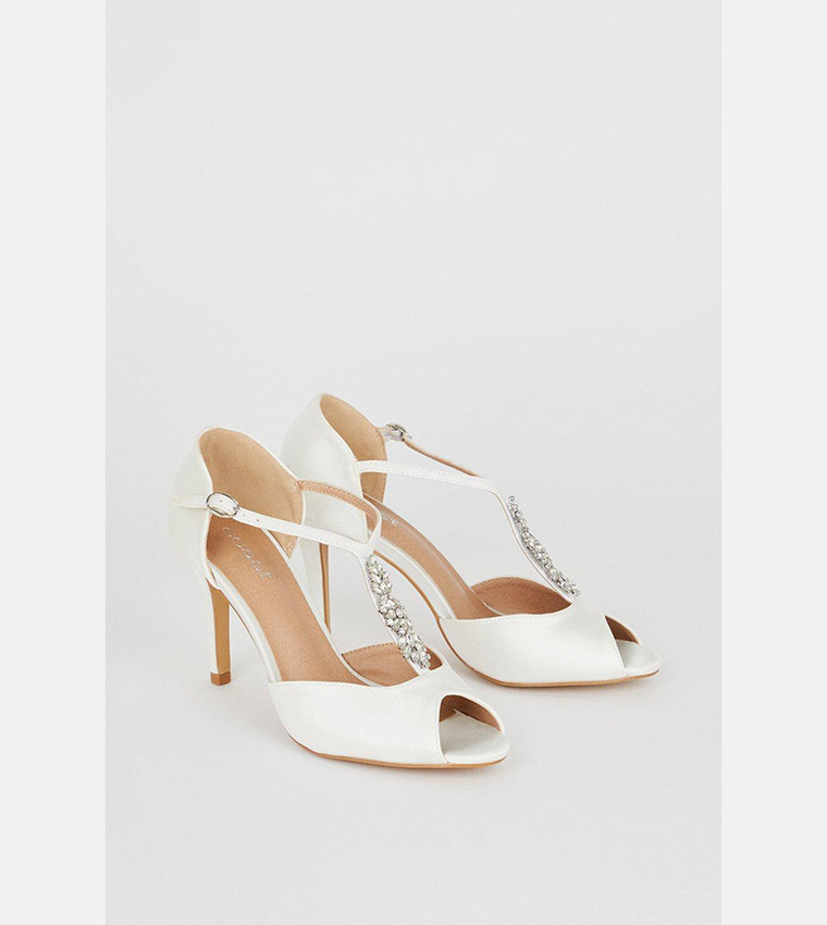 Buy Coast Tasmine Jewel T Bar Detail Peep Toe Heel Courts Shoes In
