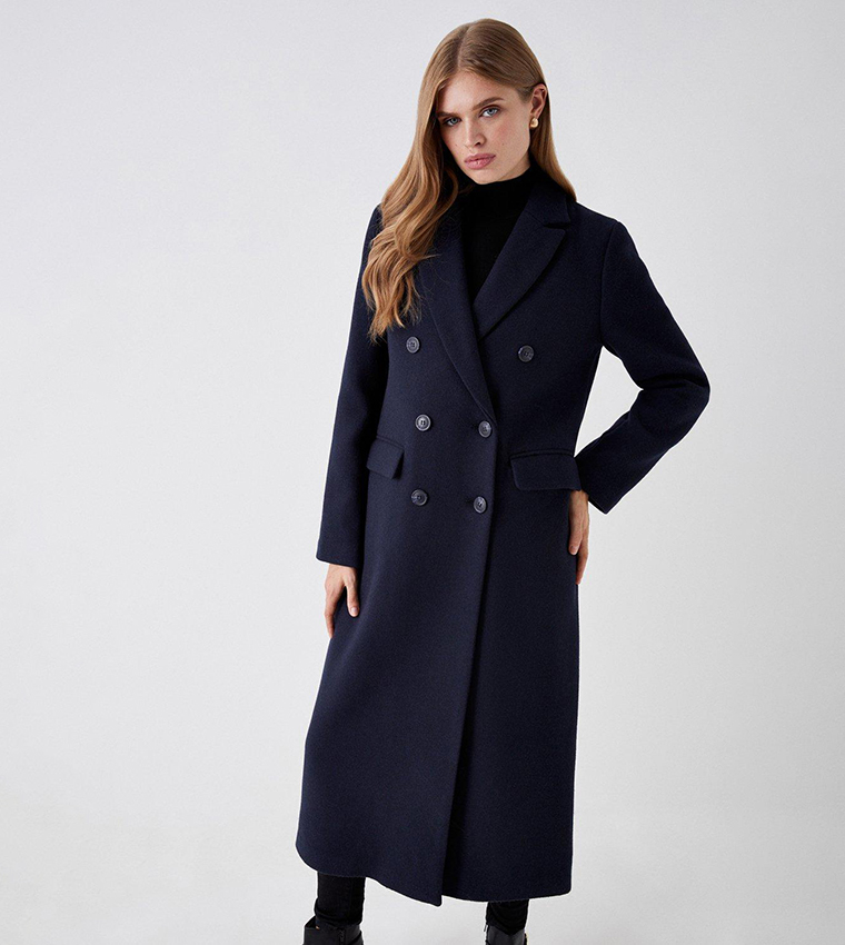 Buy Coast Double Breasted Longline Wool Coat In Navy | 6thStreet Bahrain