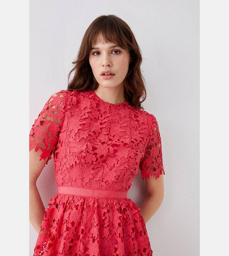 Buy Coast Lace Fit Flare Midi Dress In Coral 6thStreet Bahrain