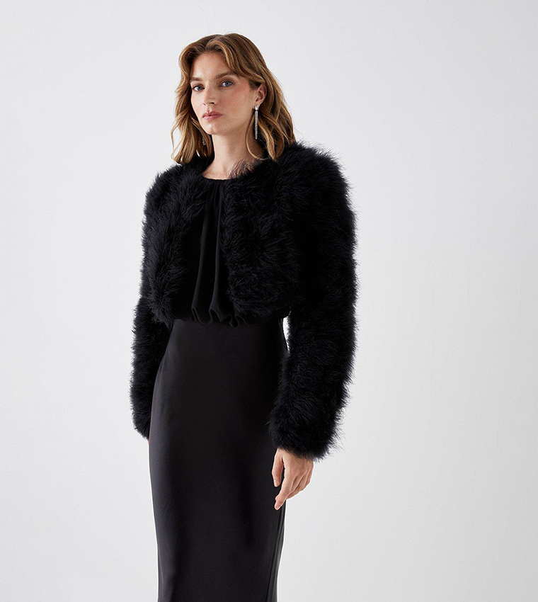 Buy Coast Cropped Long Sleeves Feather Jacket In Black 6thStreet