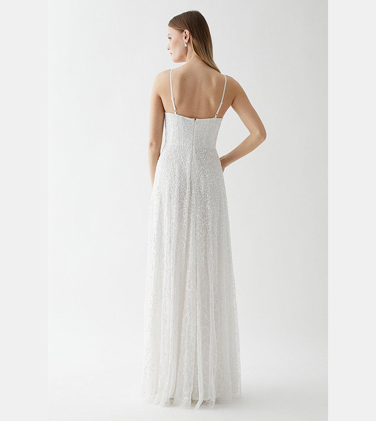 Cowl Neck Corset Full Skirted Maxi Dress