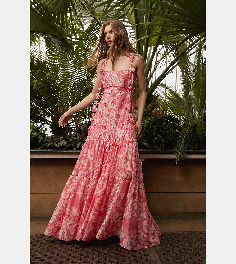 3d floral maxi dress best sale