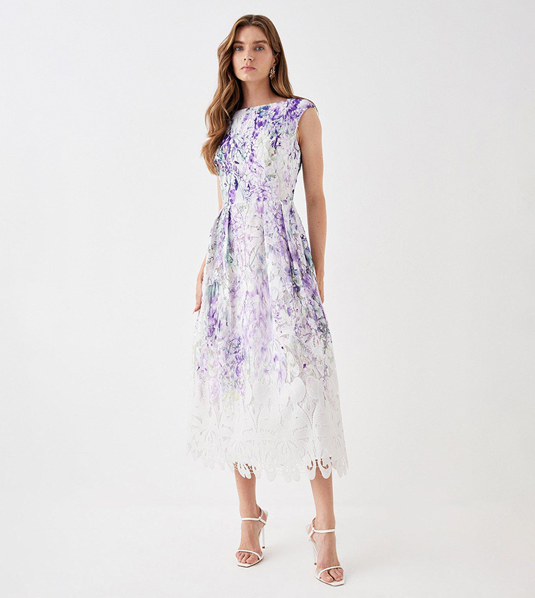 Buy Coast Printed Lace Sleeveless Midi Dress In Lilac 6thStreet Kuwait