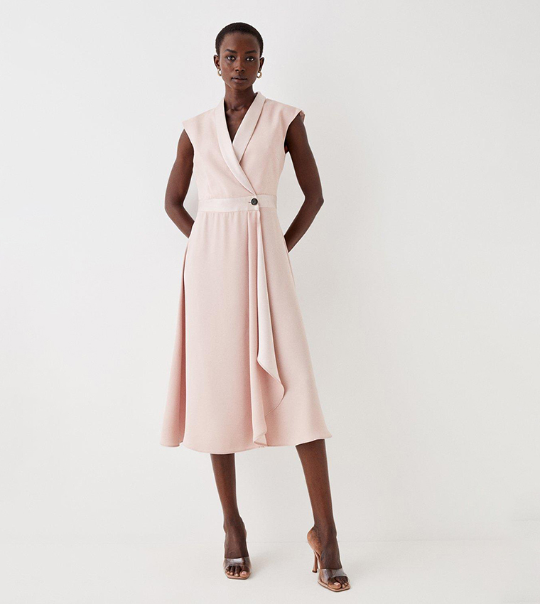 Blush wrap dress midi sale