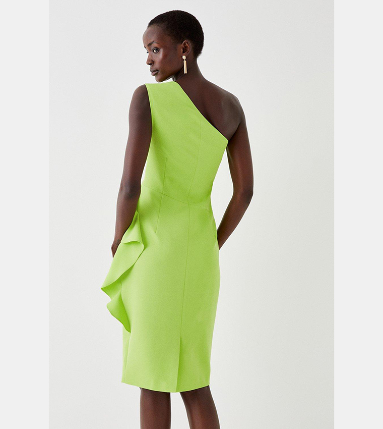 Buy Coast One Shoulder Pleat Bodice Pencil Dress In Lime 6thStreet Kuwait