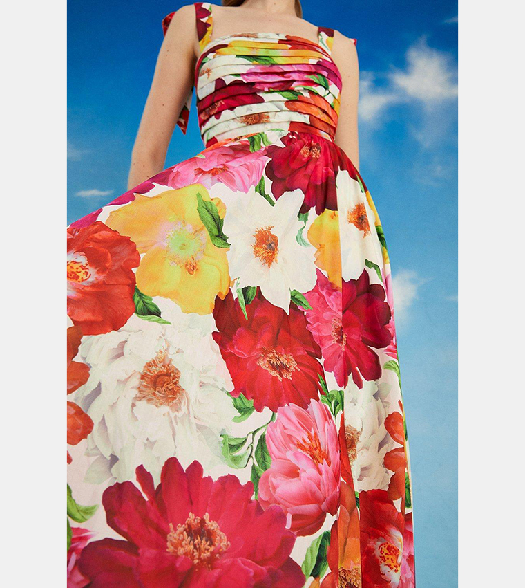 Lisa Tan Balloon Hem Tie Shoulder Maxi Dress