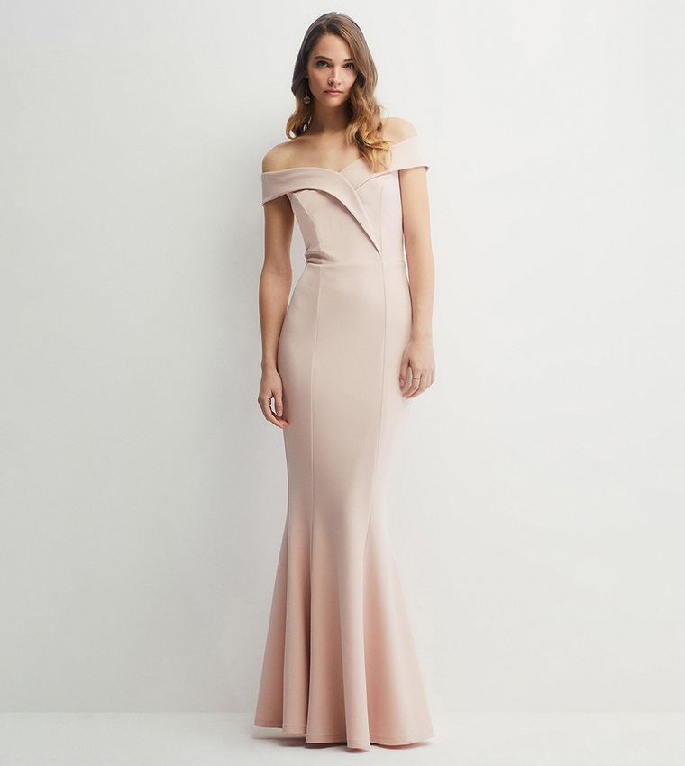 Buy Coast Outlet Sculpting Crepe Bardot Fishtail Bridesmaids Dress In Rose 6thStreet Bahrain