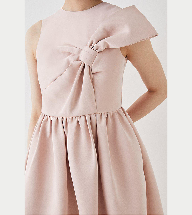 Bow-detail Midi Dress in Brown