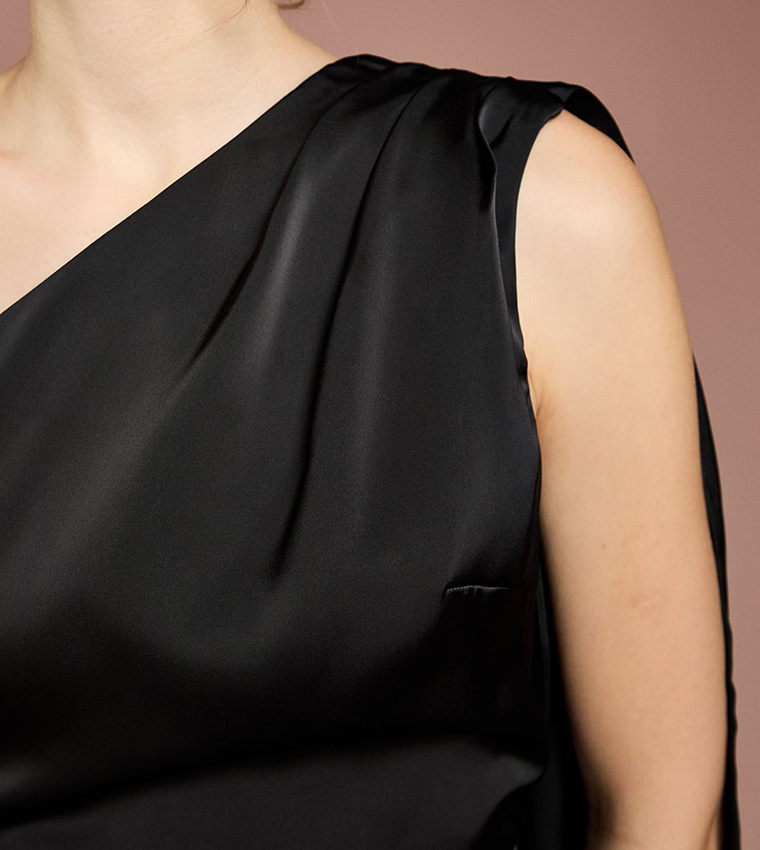 Drape One Shoulder Satin Maxi Bridesmaid Dress