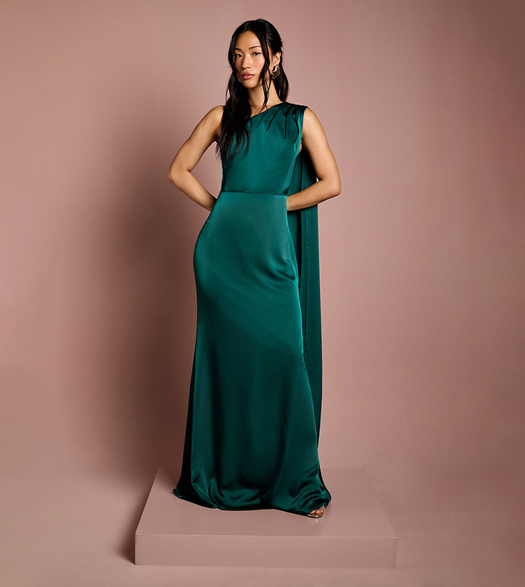 Coast Honoured Drape One Shoulder Satin Maxi Bridesmaid Dress