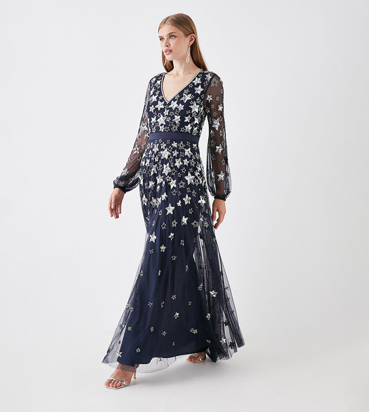 Buy Coast Mesh Maxi Dress With Star Embellishment In Navy 6thStreet Bahrain