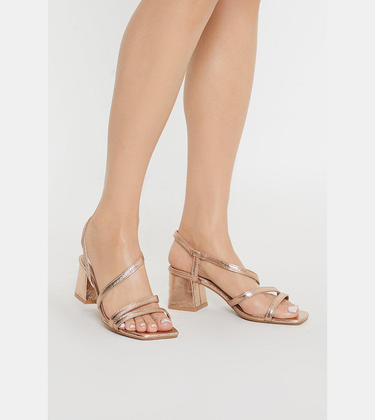 Rose gold cheap low block heels