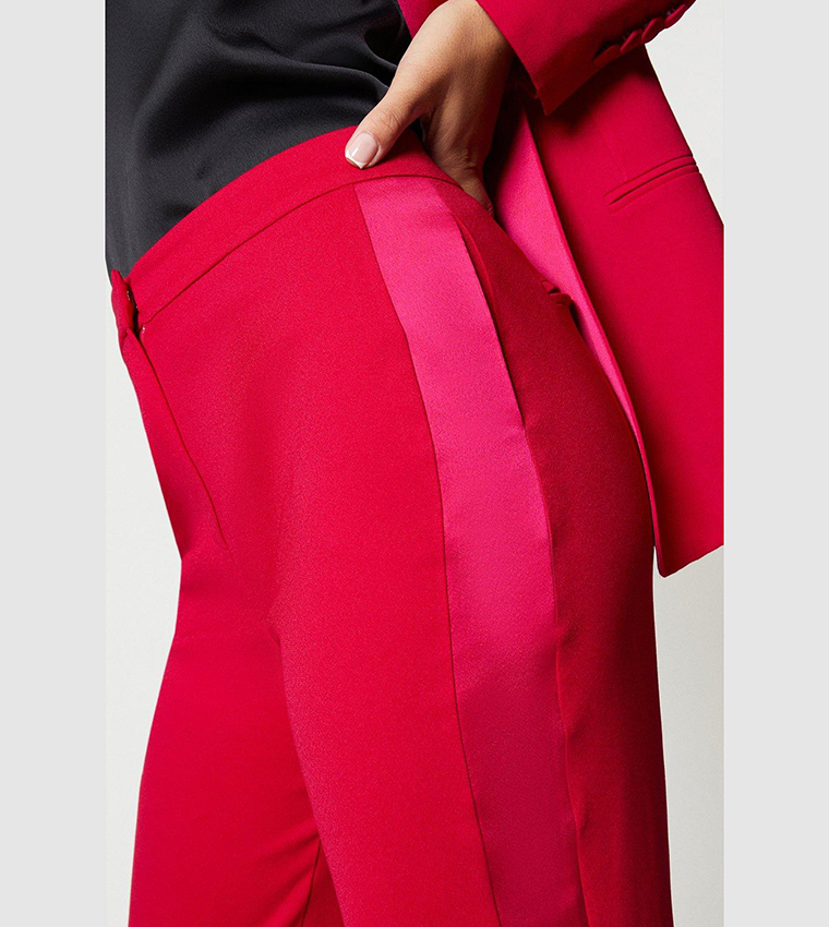 Satin Trim Slim Fit Tailored Trousers