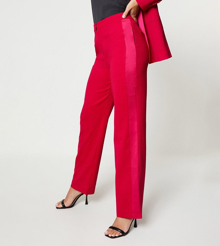 Satin Trim Slim Fit Tailored Trousers