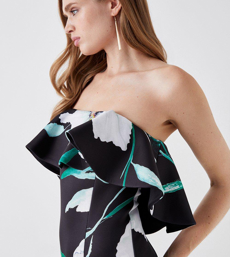 Printed Ruffle Bandeau Dress