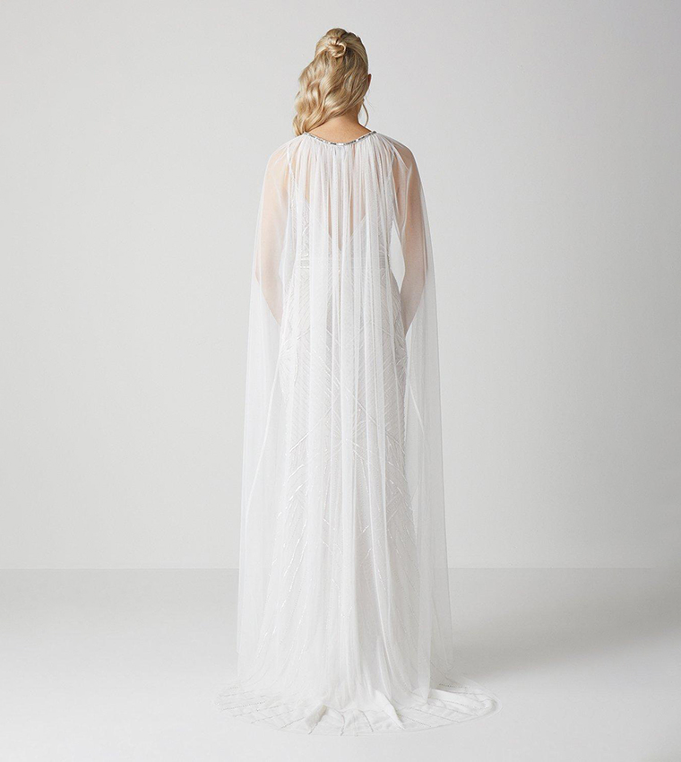 Buy Coast Premium Mesh Bridal Cape With Embellished Trim In White ...