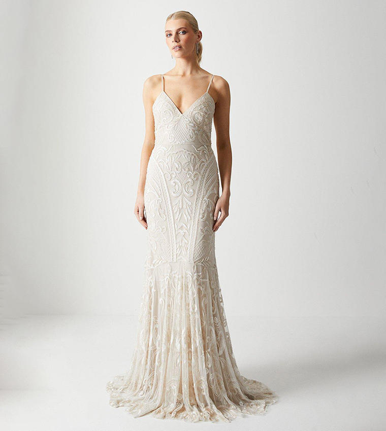 Strappy lace wedding dress hotsell