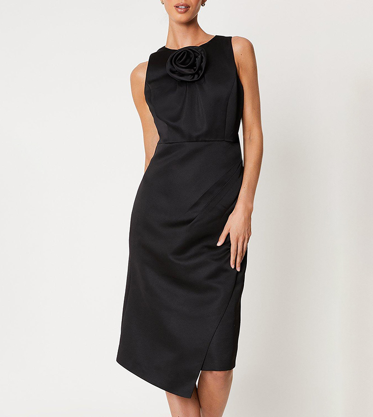Wrap Slit Midi Dress Rose Copper