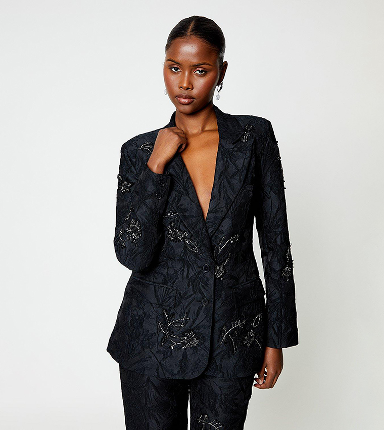 Buy Coast Premium Embellished Jacquard Blazer In Black | 6thStreet UAE