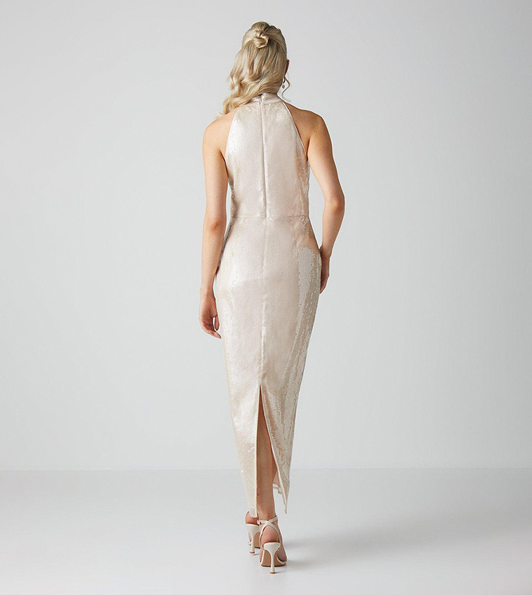 Glass Sequined Halterneck Column Dress