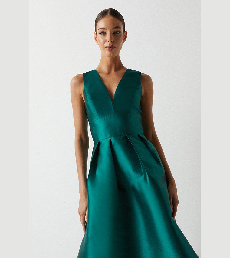 open lace back dress Plunge Tie Midi Dress