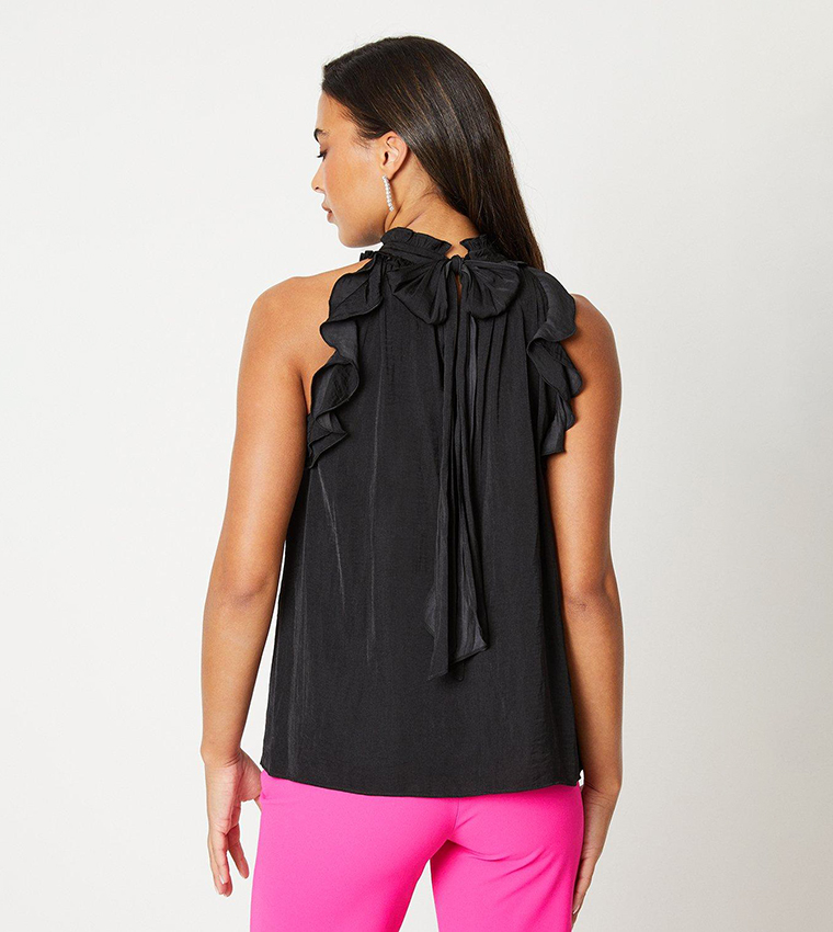 Black satin shell top online