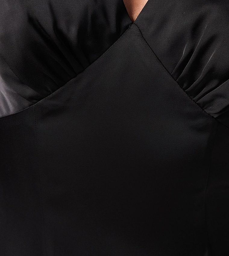 Bow Back V-Neck Satin Bridesmaid Dress