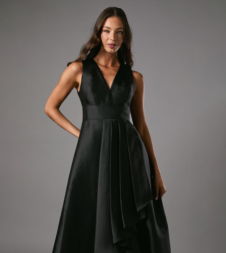 Coast Honoured Petite Sleeveless Plunge Waterfall Twill Maxi Bridesmaid Dress