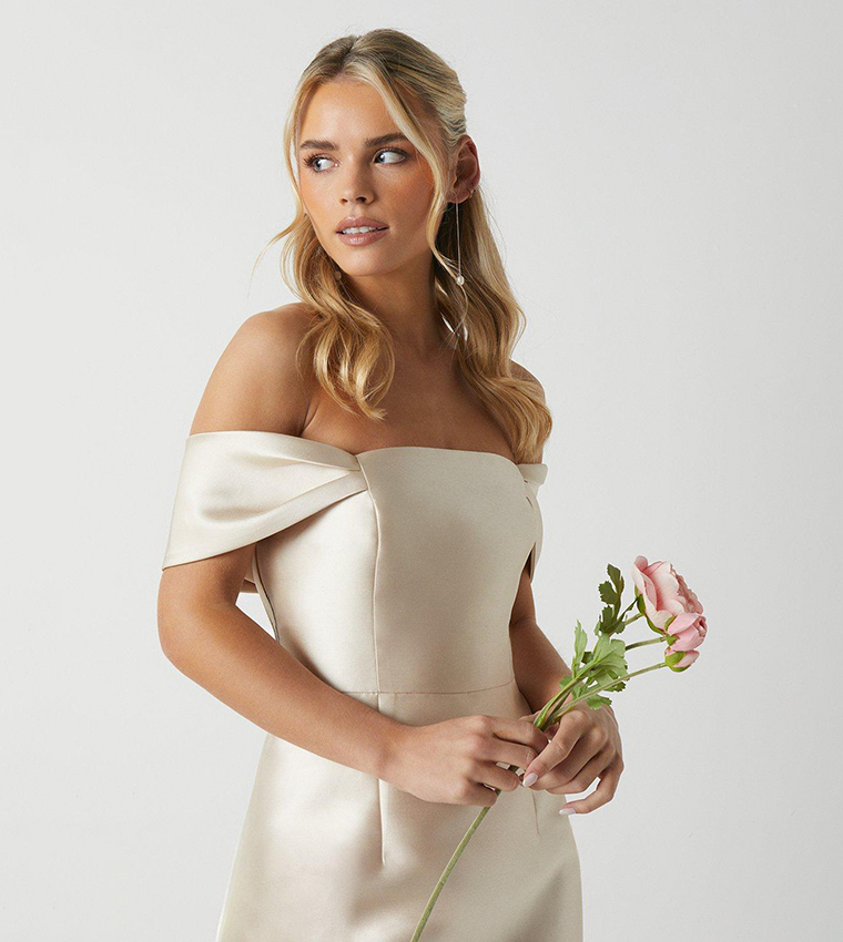 Petite Twill Column Bridesmaids Dress