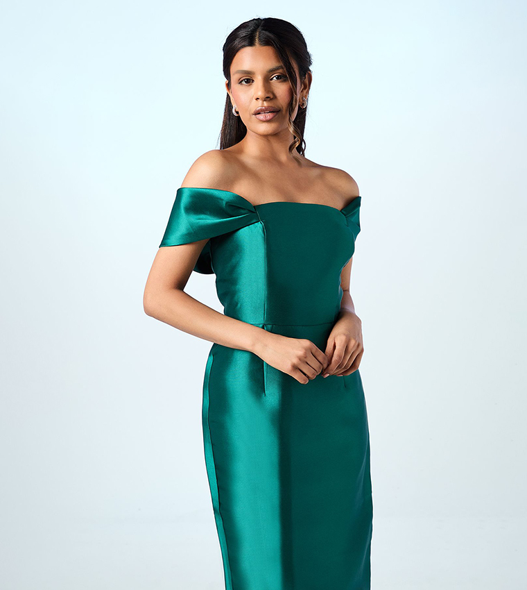 Coast Honoured Petite Twill Bardot Column Midi Bridesmaid Dress