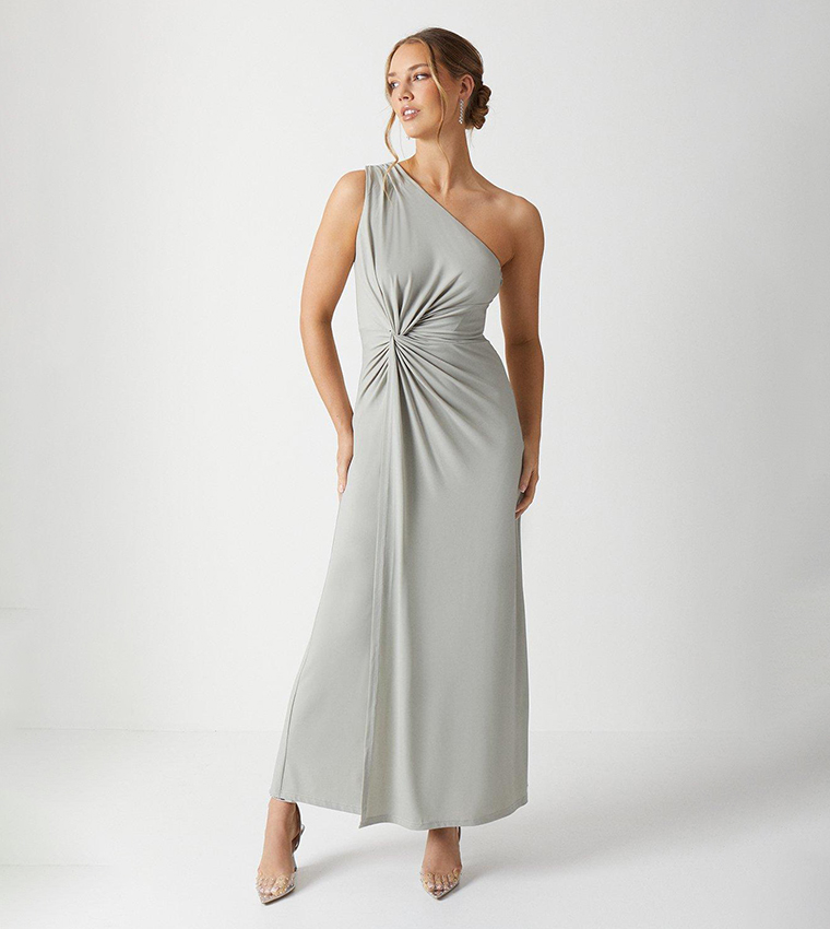 Twist Detail One Shoulder Jersey Bridesmaids Dress